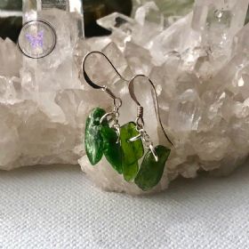 Diopside Chip Silver Earrings